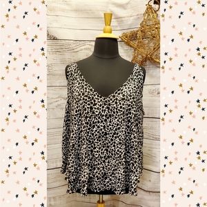 JCP Boutique+ Black & White Animal Print Cami Top Size 2X (fits like 3X)